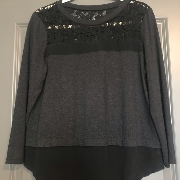 Rebecca Taylor Lace Jersey Knit Top - Picture 1 of 5